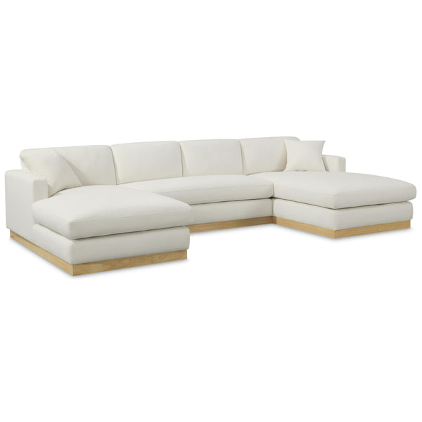 Meridian Johanna Cream Linen Textured Fabric 3 pc Sectional (3 Boxes) IMAGE 1