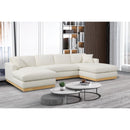 Meridian Johanna Cream Linen Textured Fabric 3 pc Sectional (3 Boxes) IMAGE 2