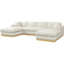 Meridian Johanna Cream Linen Textured Fabric 3 pc Sectional (3 Boxes) IMAGE 3