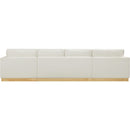 Meridian Johanna Cream Linen Textured Fabric 3 pc Sectional (3 Boxes) IMAGE 4