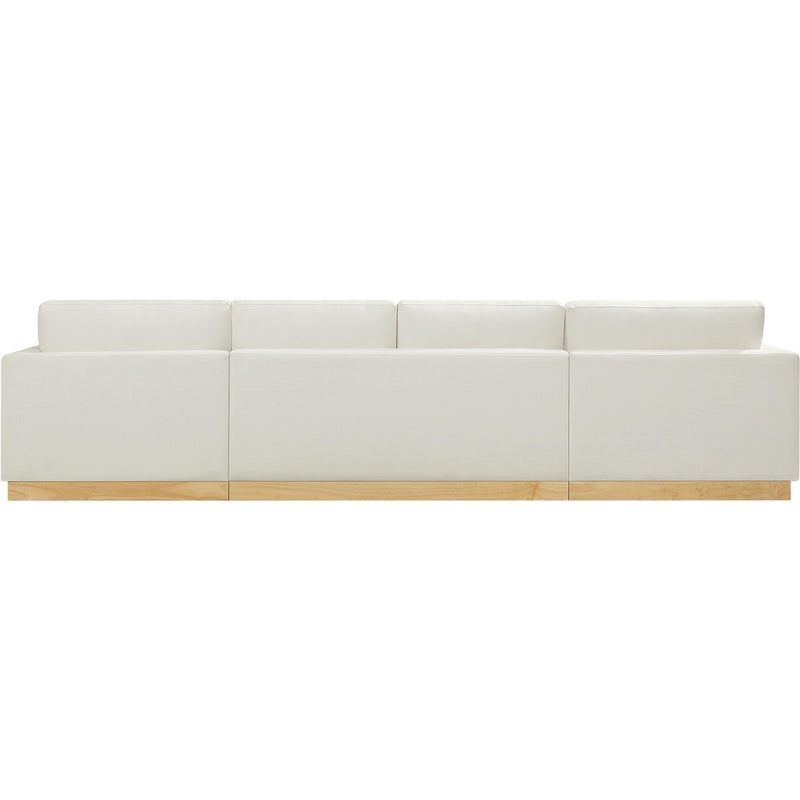 Meridian Johanna Cream Linen Textured Fabric 3 pc Sectional (3 Boxes) IMAGE 4