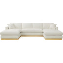 Meridian Johanna Cream Linen Textured Fabric 3 pc Sectional (3 Boxes) IMAGE 5