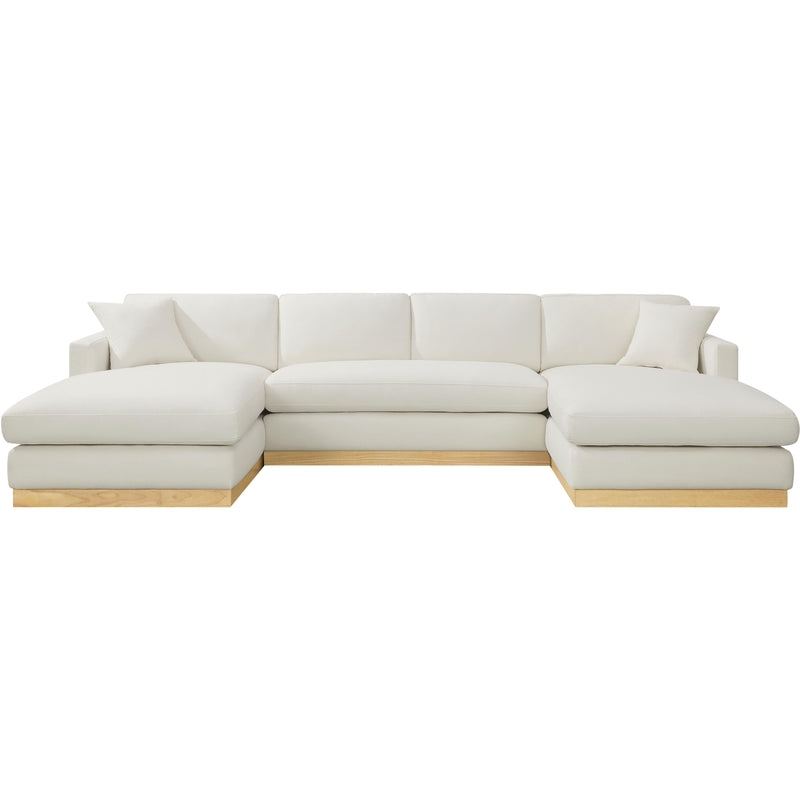 Meridian Johanna Cream Linen Textured Fabric 3 pc Sectional (3 Boxes) IMAGE 5