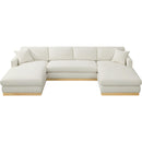 Meridian Johanna Cream Linen Textured Fabric 3 pc Sectional (3 Boxes) IMAGE 6