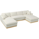 Meridian Johanna Cream Linen Textured Fabric 3 pc Sectional (3 Boxes) IMAGE 7