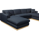 Meridian Johanna Navy Linen Textured Fabric 3 pc Sectional (3 Boxes) IMAGE 13