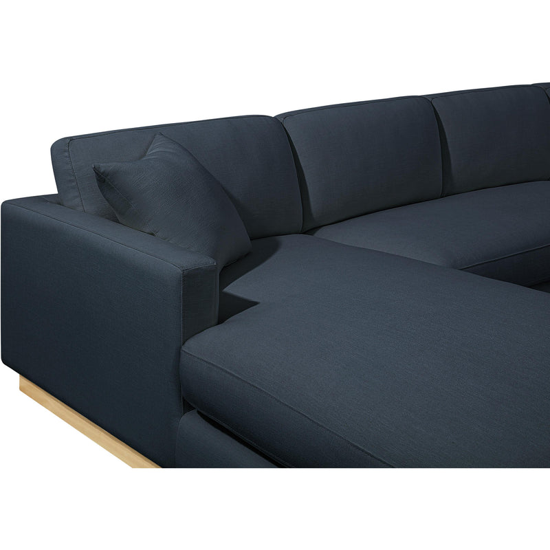 Meridian Johanna Navy Linen Textured Fabric 3 pc Sectional (3 Boxes) IMAGE 14