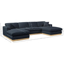 Meridian Johanna Navy Linen Textured Fabric 3 pc Sectional (3 Boxes) IMAGE 17