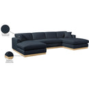 Meridian Johanna Navy Linen Textured Fabric 3 pc Sectional (3 Boxes) IMAGE 18