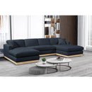Meridian Johanna Navy Linen Textured Fabric 3 pc Sectional (3 Boxes) IMAGE 2