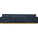 Meridian Johanna Navy Linen Textured Fabric 3 pc Sectional (3 Boxes) IMAGE 4