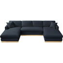 Meridian Johanna Navy Linen Textured Fabric 3 pc Sectional (3 Boxes) IMAGE 6