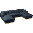 Meridian Johanna Navy Linen Textured Fabric 3 pc Sectional (3 Boxes) IMAGE 7