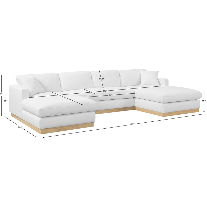 Meridian Johanna White Linen Textured Fabric 3 pc Sectional (3 Boxes) IMAGE 17