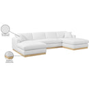 Meridian Johanna White Linen Textured Fabric 3 pc Sectional (3 Boxes) IMAGE 18