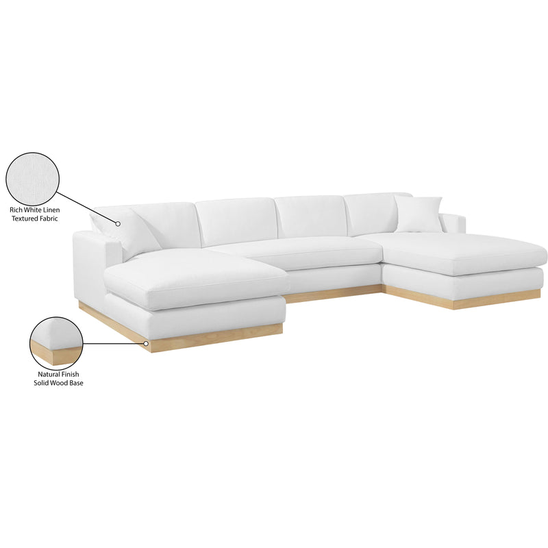 Meridian Johanna White Linen Textured Fabric 3 pc Sectional (3 Boxes) IMAGE 18