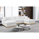 Meridian Johanna White Linen Textured Fabric 3 pc Sectional (3 Boxes) IMAGE 2