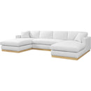 Meridian Johanna White Linen Textured Fabric 3 pc Sectional (3 Boxes) IMAGE 3