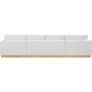 Meridian Johanna White Linen Textured Fabric 3 pc Sectional (3 Boxes) IMAGE 4