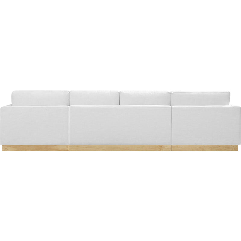 Meridian Johanna White Linen Textured Fabric 3 pc Sectional (3 Boxes) IMAGE 4