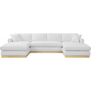 Meridian Johanna White Linen Textured Fabric 3 pc Sectional (3 Boxes) IMAGE 5