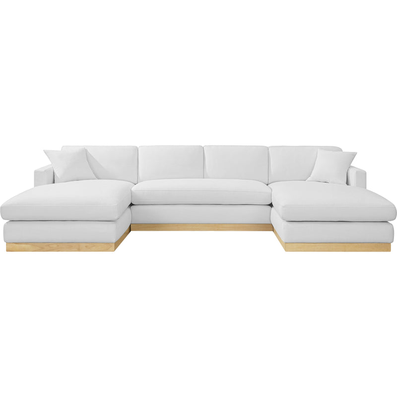 Meridian Johanna White Linen Textured Fabric 3 pc Sectional (3 Boxes) IMAGE 5