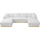 Meridian Johanna White Linen Textured Fabric 3 pc Sectional (3 Boxes) IMAGE 6
