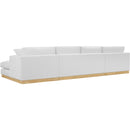 Meridian Johanna White Linen Textured Fabric 3 pc Sectional (3 Boxes) IMAGE 9