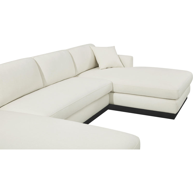 Meridian Johanna Cream Linen Textured Fabric 3 pc Sectional (3 Boxes) IMAGE 10