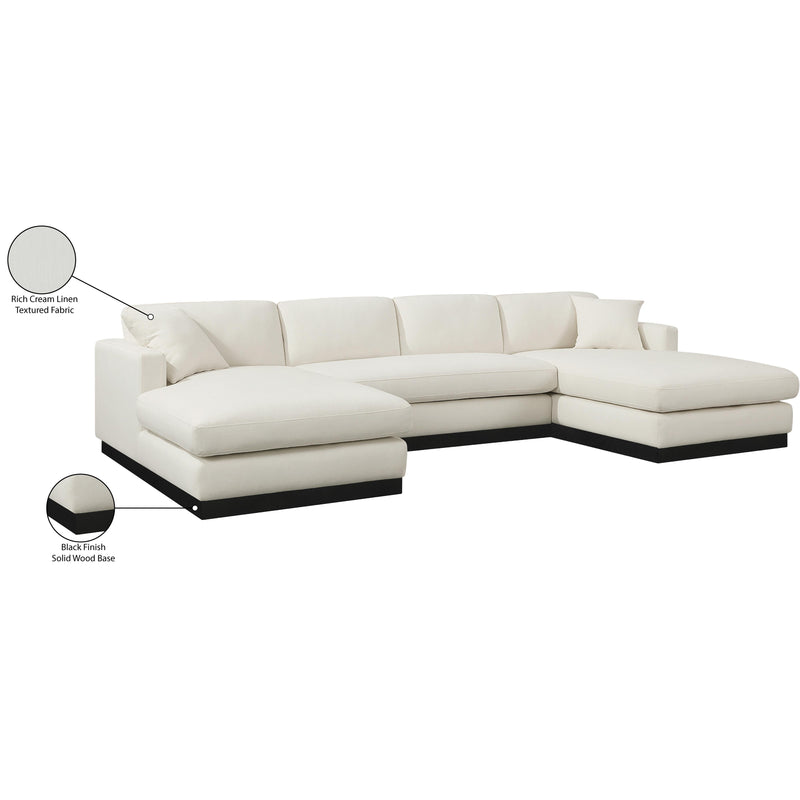 Meridian Johanna Cream Linen Textured Fabric 3 pc Sectional (3 Boxes) IMAGE 18