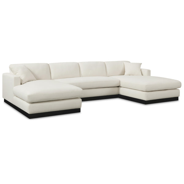 Meridian Johanna Cream Linen Textured Fabric 3 pc Sectional (3 Boxes) IMAGE 1