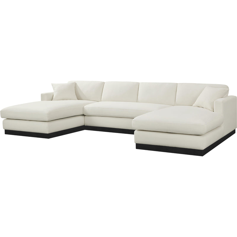 Meridian Johanna Cream Linen Textured Fabric 3 pc Sectional (3 Boxes) IMAGE 3