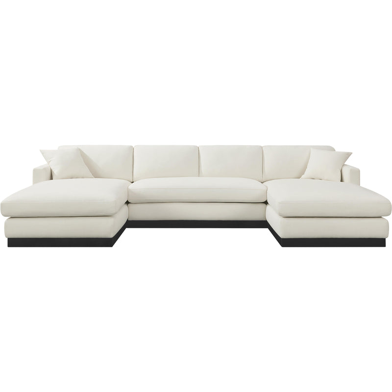 Meridian Johanna Cream Linen Textured Fabric 3 pc Sectional (3 Boxes) IMAGE 5