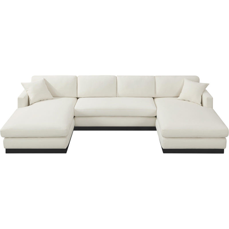 Meridian Johanna Cream Linen Textured Fabric 3 pc Sectional (3 Boxes) IMAGE 6