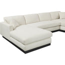 Meridian Johanna Cream Linen Textured Fabric 3 pc Sectional (3 Boxes) IMAGE 9
