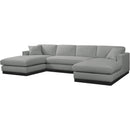 Meridian Johanna Grey Linen Textured Fabric 3 pc Sectional (3 Boxes) IMAGE 3