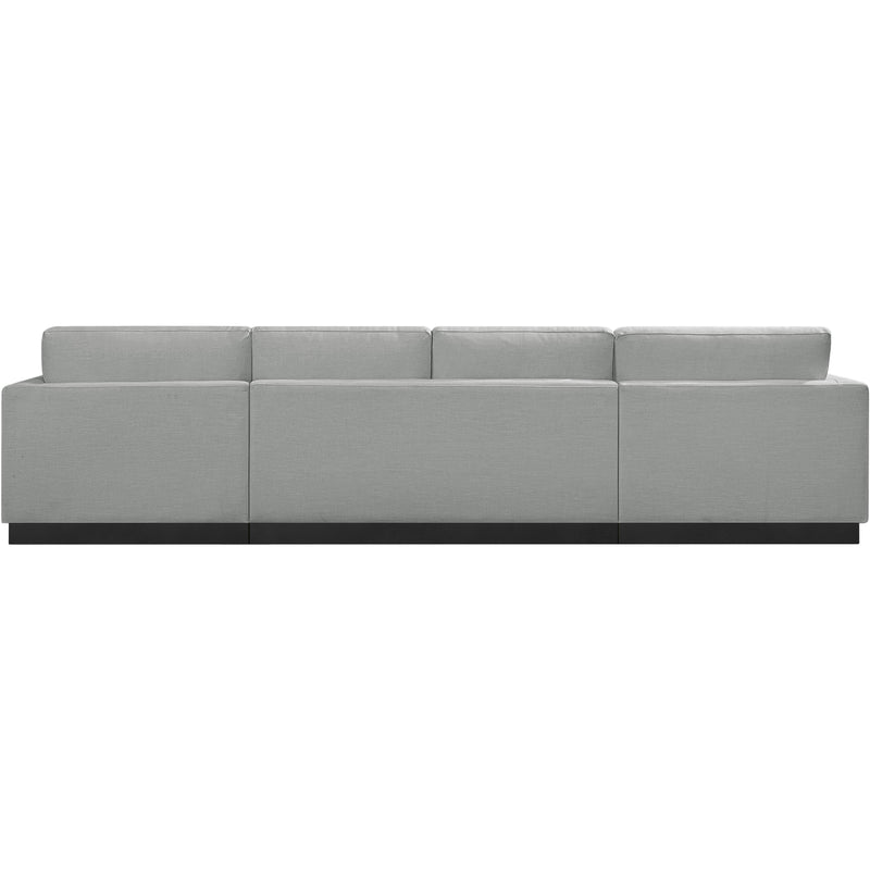 Meridian Johanna Grey Linen Textured Fabric 3 pc Sectional (3 Boxes) IMAGE 4