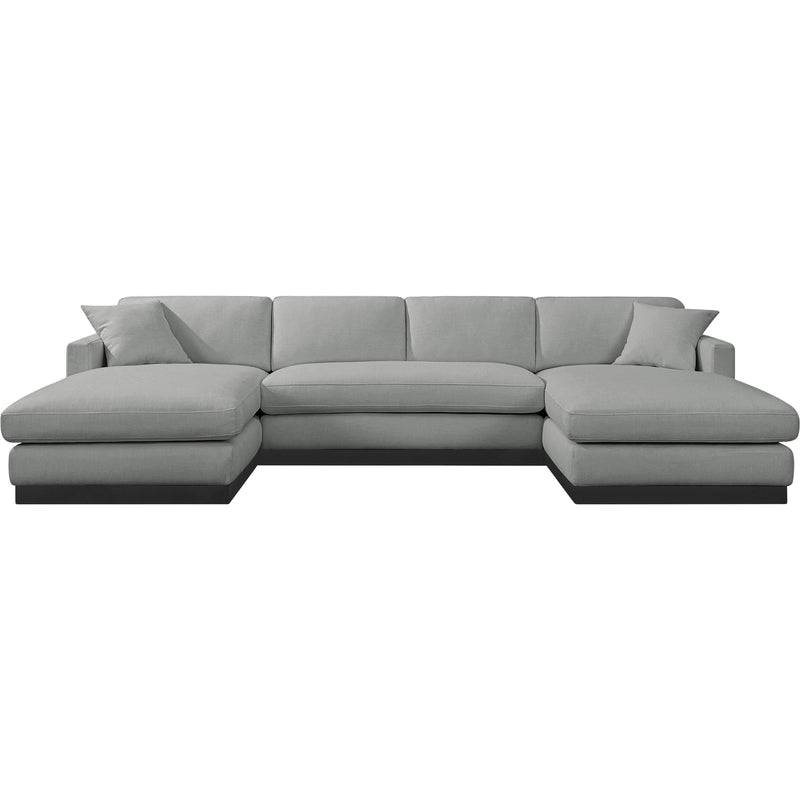 Meridian Johanna Grey Linen Textured Fabric 3 pc Sectional (3 Boxes) IMAGE 5