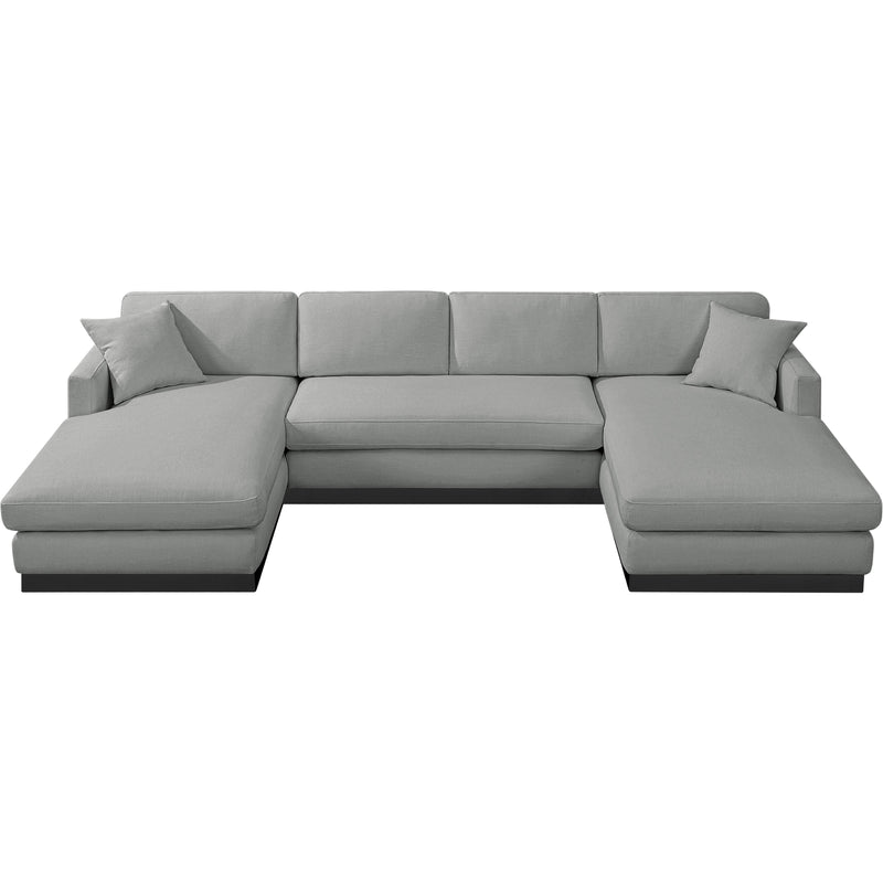 Meridian Johanna Grey Linen Textured Fabric 3 pc Sectional (3 Boxes) IMAGE 6