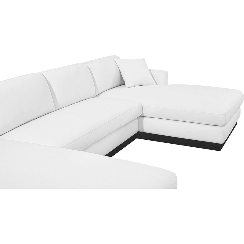 Meridian Johanna White Linen Textured Fabric 3 pc Sectional (3 Boxes) IMAGE 10