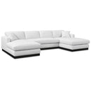 Meridian Johanna White Linen Textured Fabric 3 pc Sectional (3 Boxes) IMAGE 1