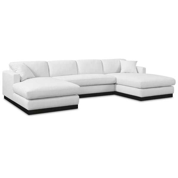 Meridian Johanna White Linen Textured Fabric 3 pc Sectional (3 Boxes) IMAGE 1