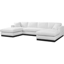Meridian Johanna White Linen Textured Fabric 3 pc Sectional (3 Boxes) IMAGE 3