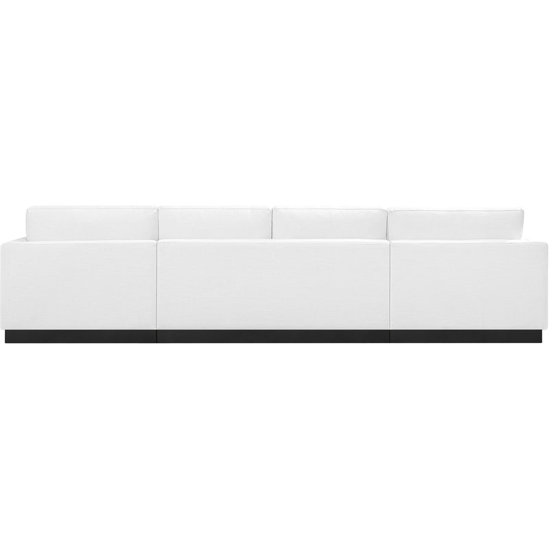 Meridian Johanna White Linen Textured Fabric 3 pc Sectional (3 Boxes) IMAGE 4