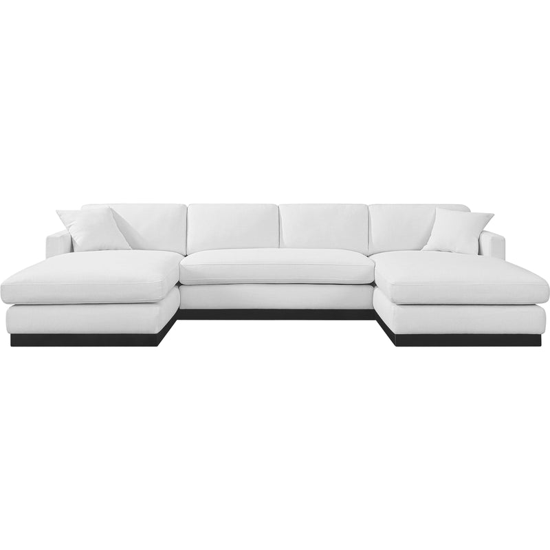 Meridian Johanna White Linen Textured Fabric 3 pc Sectional (3 Boxes) IMAGE 5