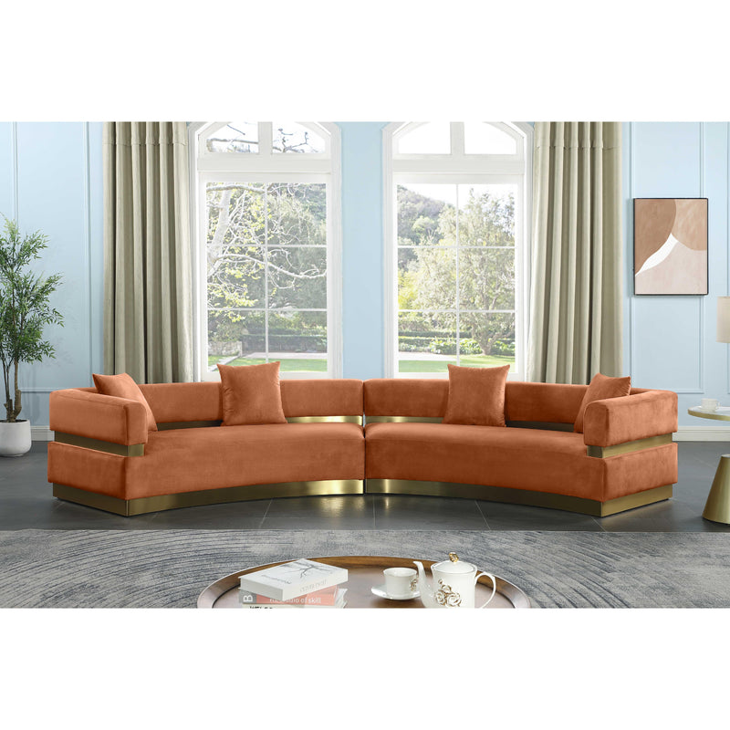 Meridian Belsa Cognac Velvet 2 pc Sectional IMAGE 2