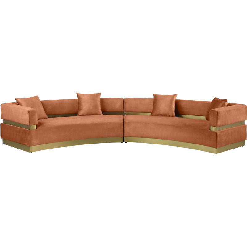Meridian Belsa Cognac Velvet 2 pc Sectional IMAGE 3