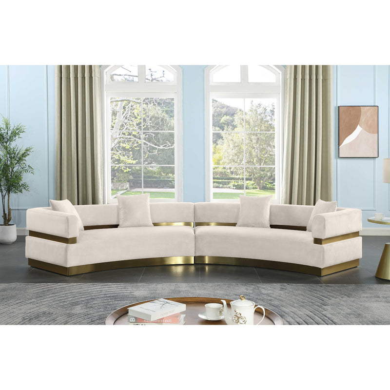Meridian Belsa Cream Velvet 2 pc Sectional IMAGE 2