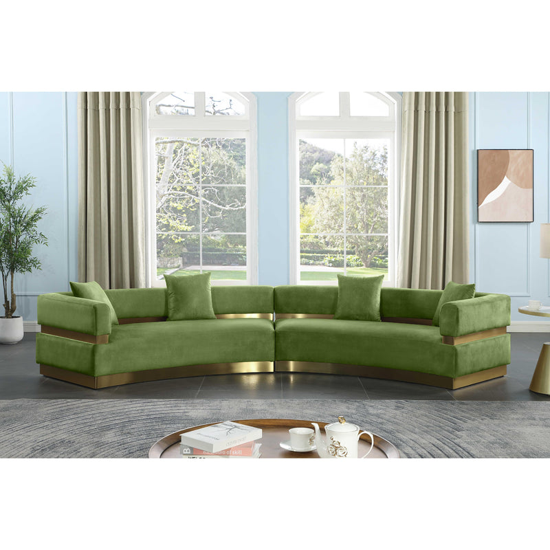 Meridian Belsa Olive Velvet 2 pc Sectional IMAGE 2