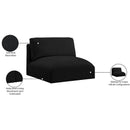 Meridian Ease Black Polyester Fabric Armless IMAGE 8